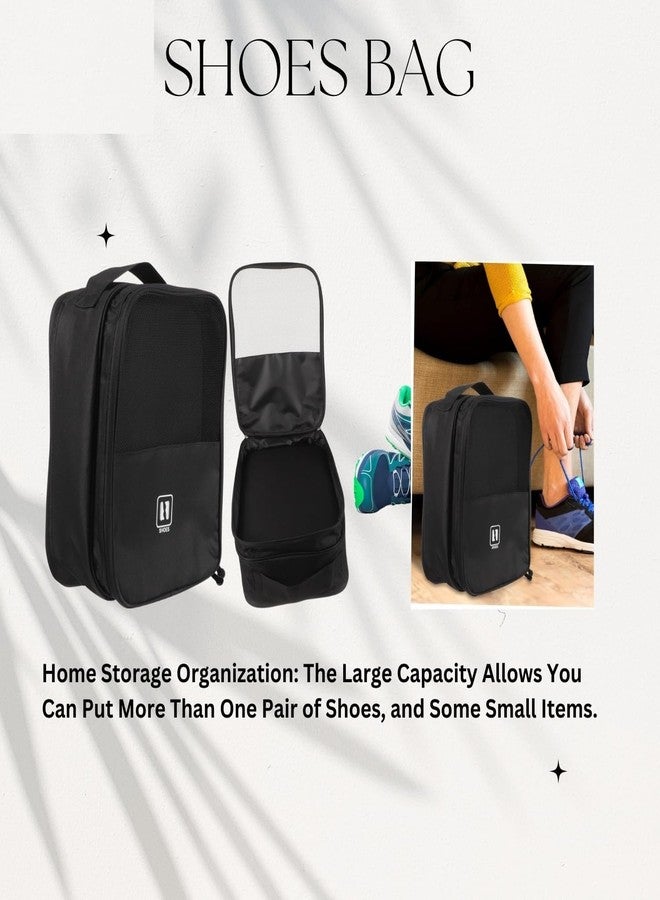 MobFest حقيبة أحذية للسفر من موب فيست، 3 في 1، منظم أحذية موفر للمساحة، حقيبة حمل بسحاب، حقيبة أحذية قياسية مقاومة للماء، حقيبة بوليستر محمولة للرجال والنساء (أسود) - Image 4